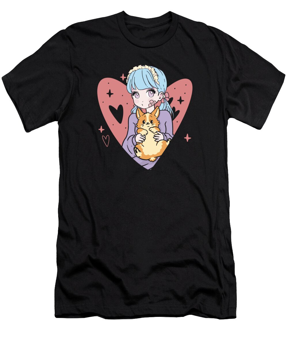 Anime T-Shirt featuring the digital art Anime Stylish Cute Girl Retro Kawaii #1 by Toms Tee Store