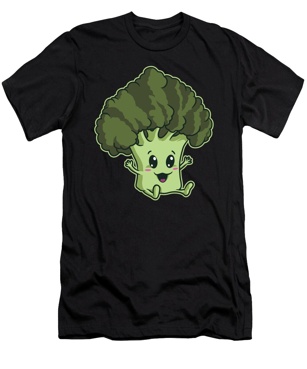 Vegan T-Shirt featuring the digital art Baby Broccoli Cute And Green Vegan Plant #1 by Mister Tee