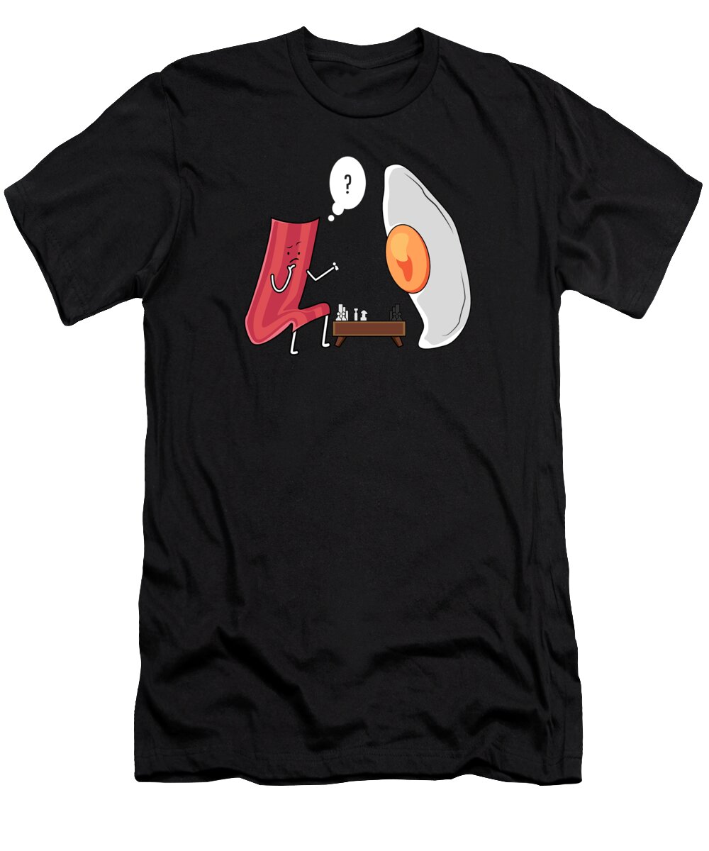 Egg T-Shirt featuring the digital art Bacon Eggs Funny Egg Crispy Breakfast #1 by Toms Tee Store