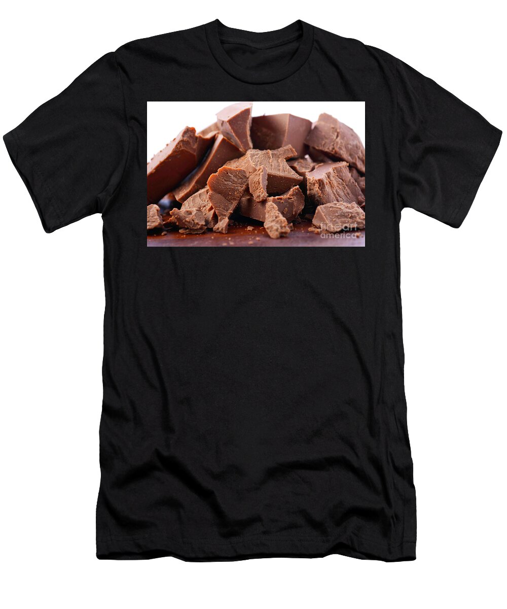 Background T-Shirt featuring the photograph Belgian Gianduja chocolate close up. #1 by Milleflore Images