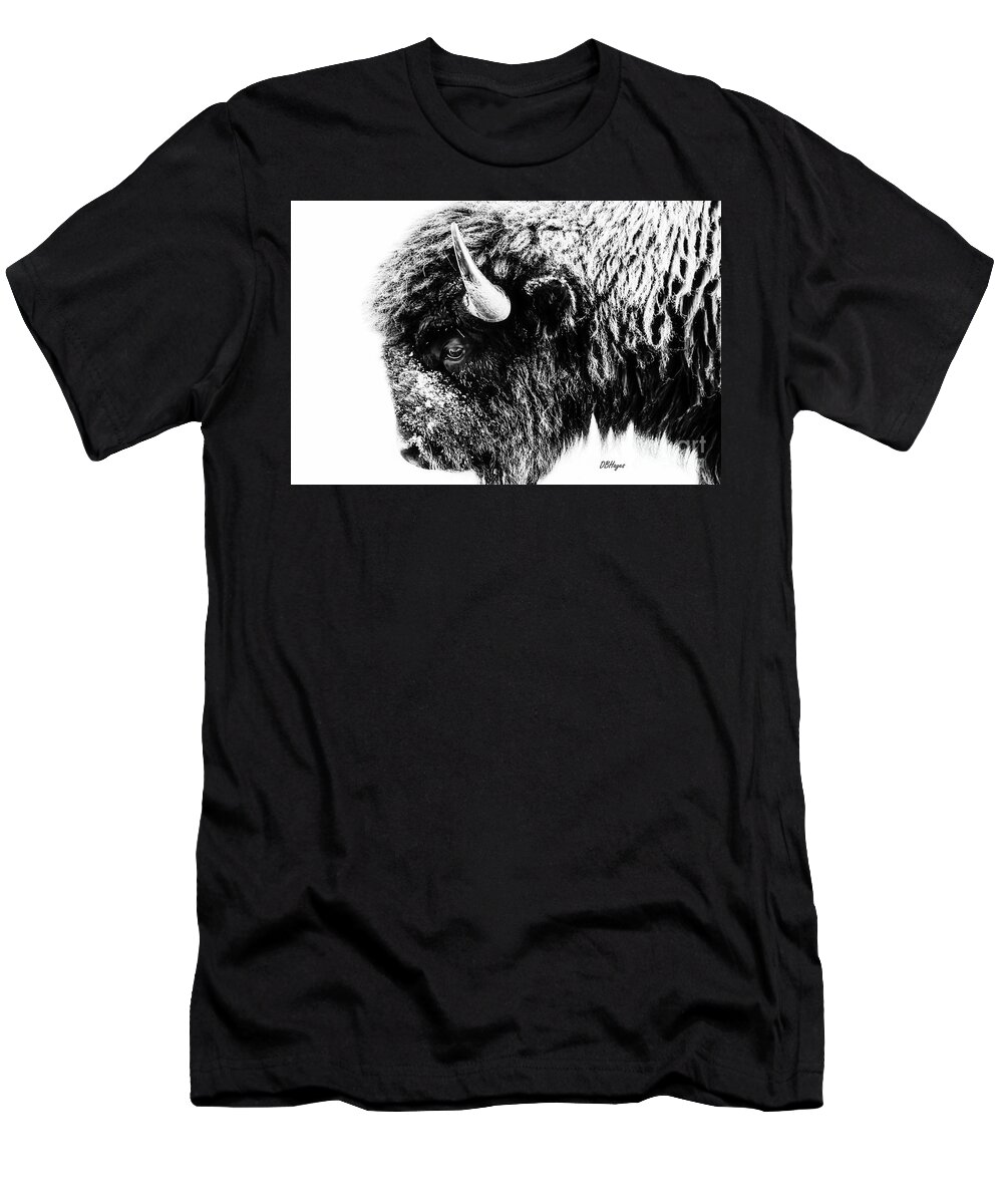 Buffalos T-Shirt featuring the photograph Buffalo Black and White Portrait II by DB Hayes