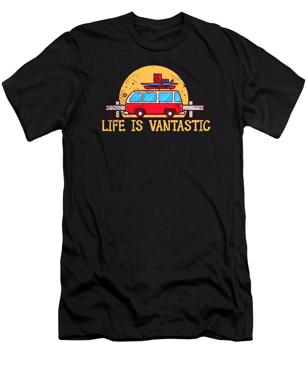 Camping Van T-Shirt featuring the digital art Camping Van Camper Mobile Home #1 by Toms Tee Store