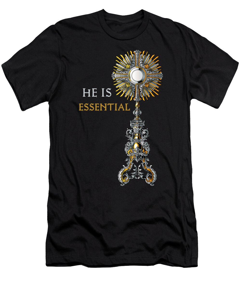 Catholic T-Shirt featuring the digital art Catholic Monstrance Holy Mass #1 by Beltschazar