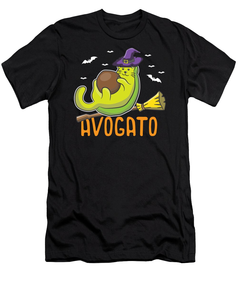 Cat T-Shirt featuring the digital art Cats Witch Cat Avocado Lover Avogato Birthday Gift #1 by Haselshirt