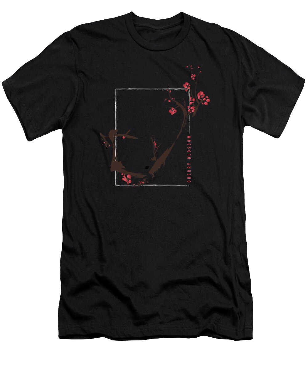 Cherry Blossoms T-Shirt featuring the digital art Cherry Blossoms Spring Japan Nature #1 by Moon Tees