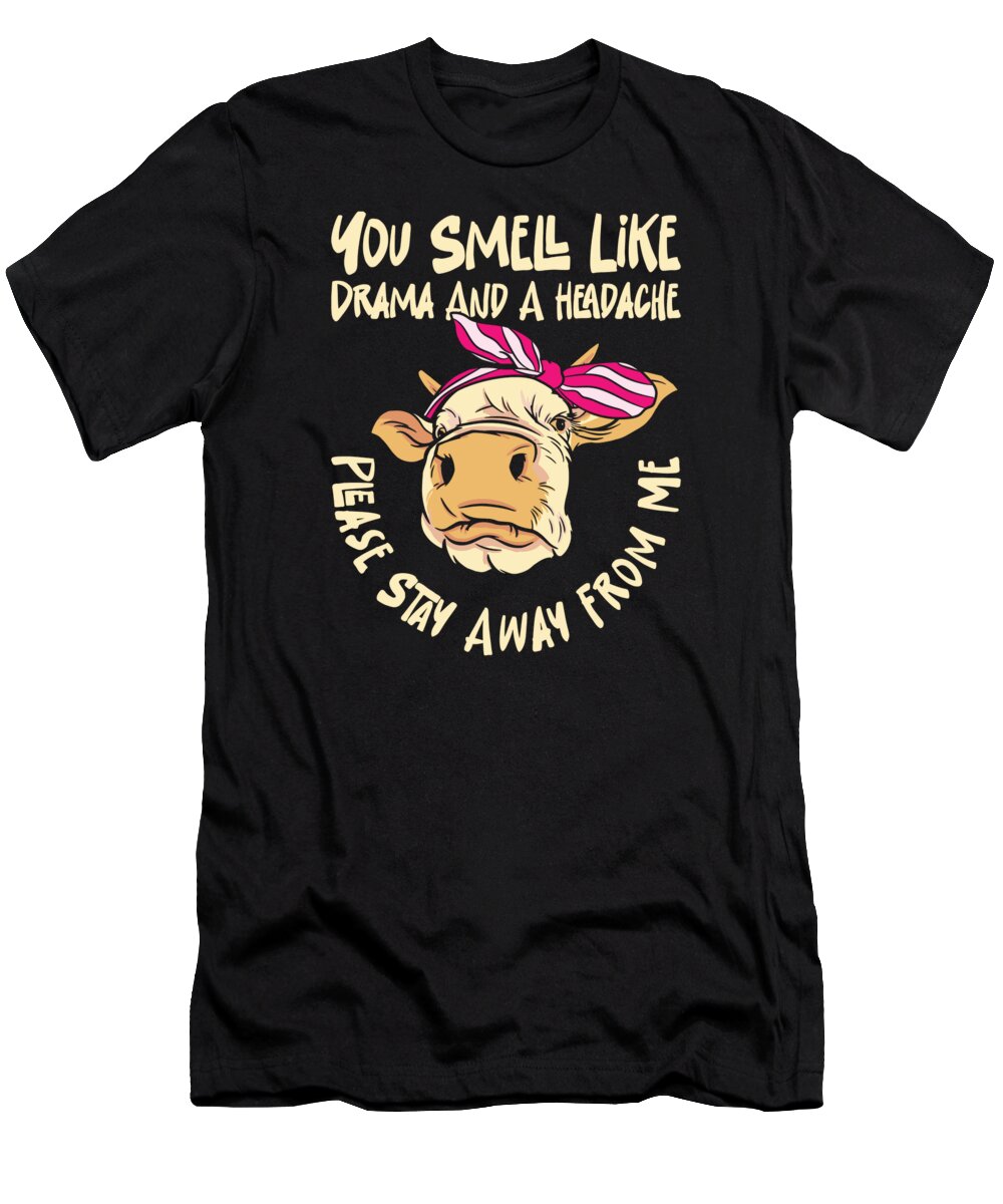 Cow T-Shirt featuring the digital art Cow Farming Rancher Agriculture Drama #1 by Toms Tee Store