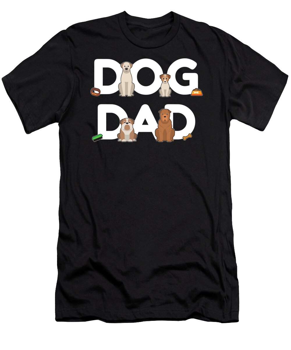 Dog Owner T-Shirt featuring the digital art Dog Dad Dog Holder Daddy Puppy Barking Walking #1 by Mister Tee