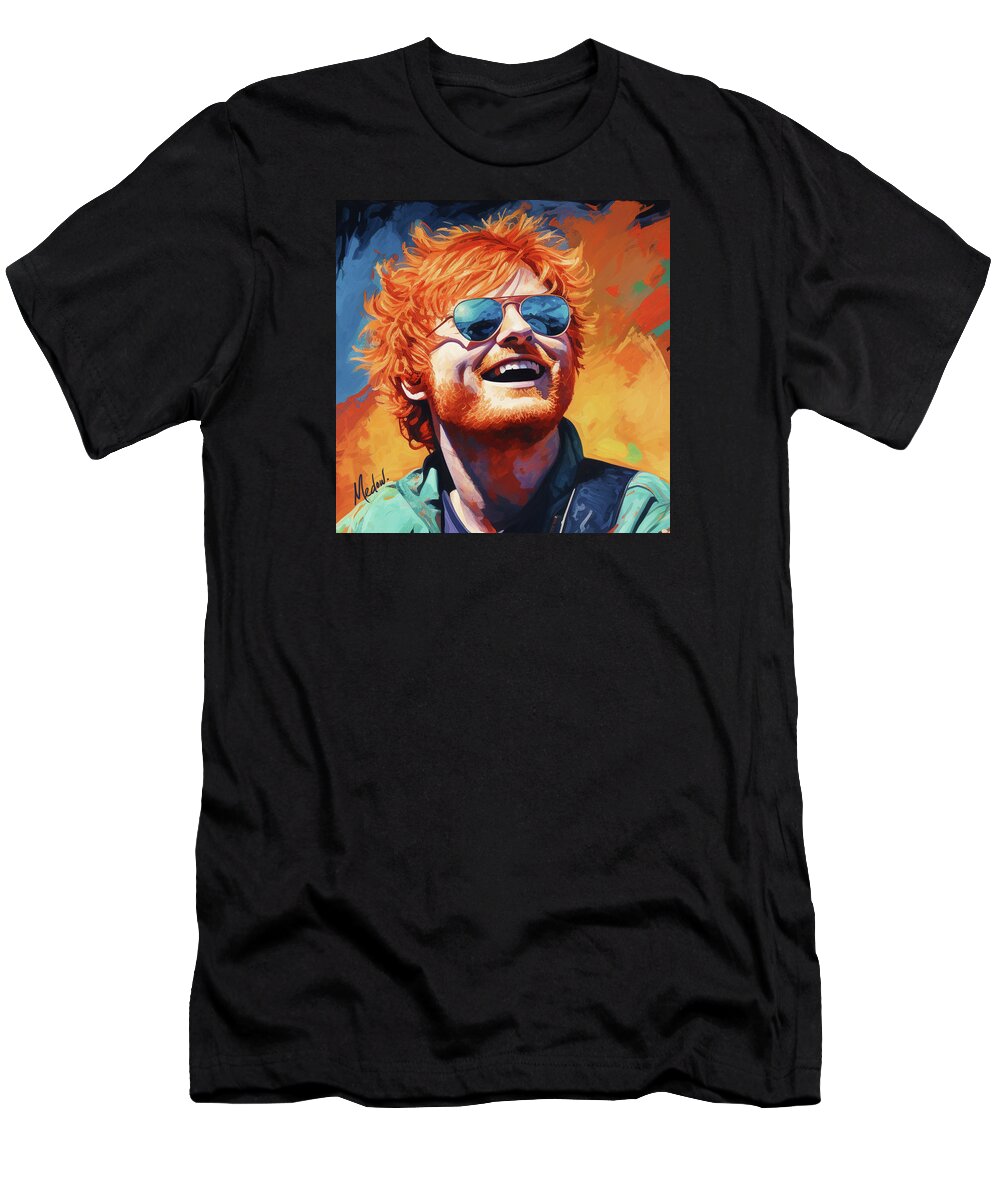 Ed Sheeran T-Shirt featuring the painting Ed Sheeran VI by Jackie Medow-Jacobson