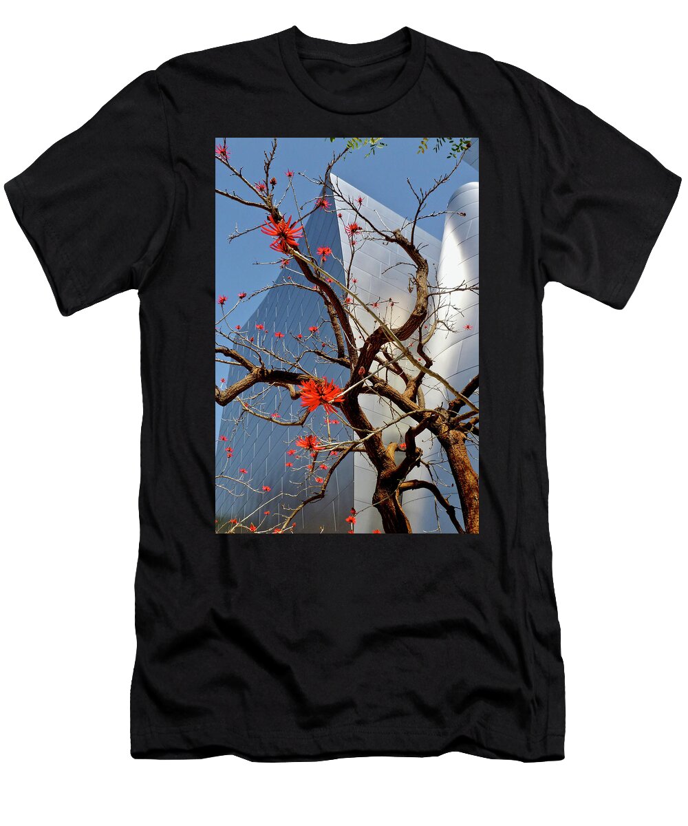 Disney Concert Hall T-Shirt featuring the photograph Flowering Tree Disney Concert Hall #2 by Amelia Racca