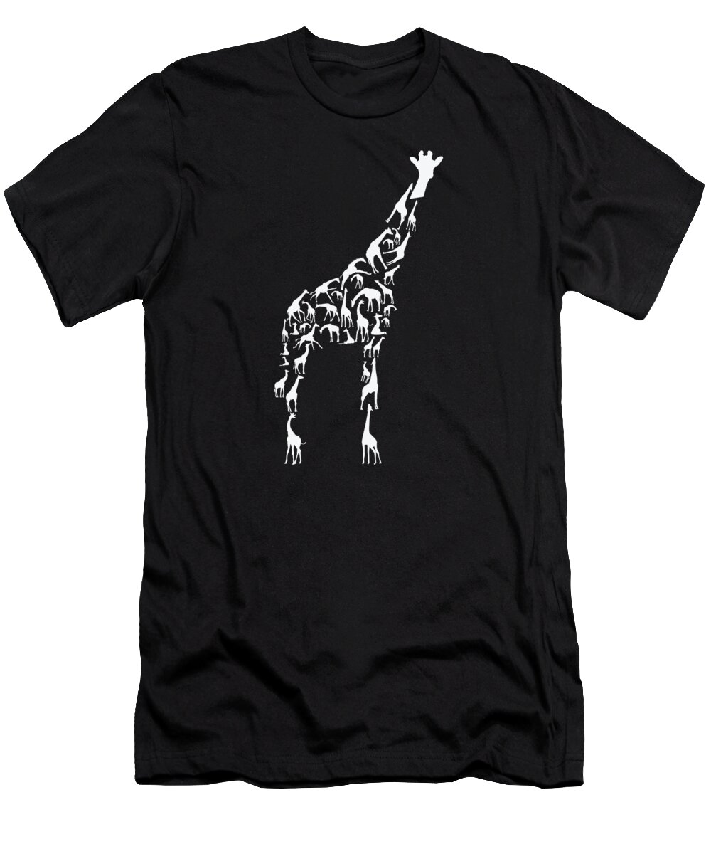 Giraffe T-Shirt featuring the digital art Giraffe Wildlife Africa Giraffes Silhouette #1 by Toms Tee Store