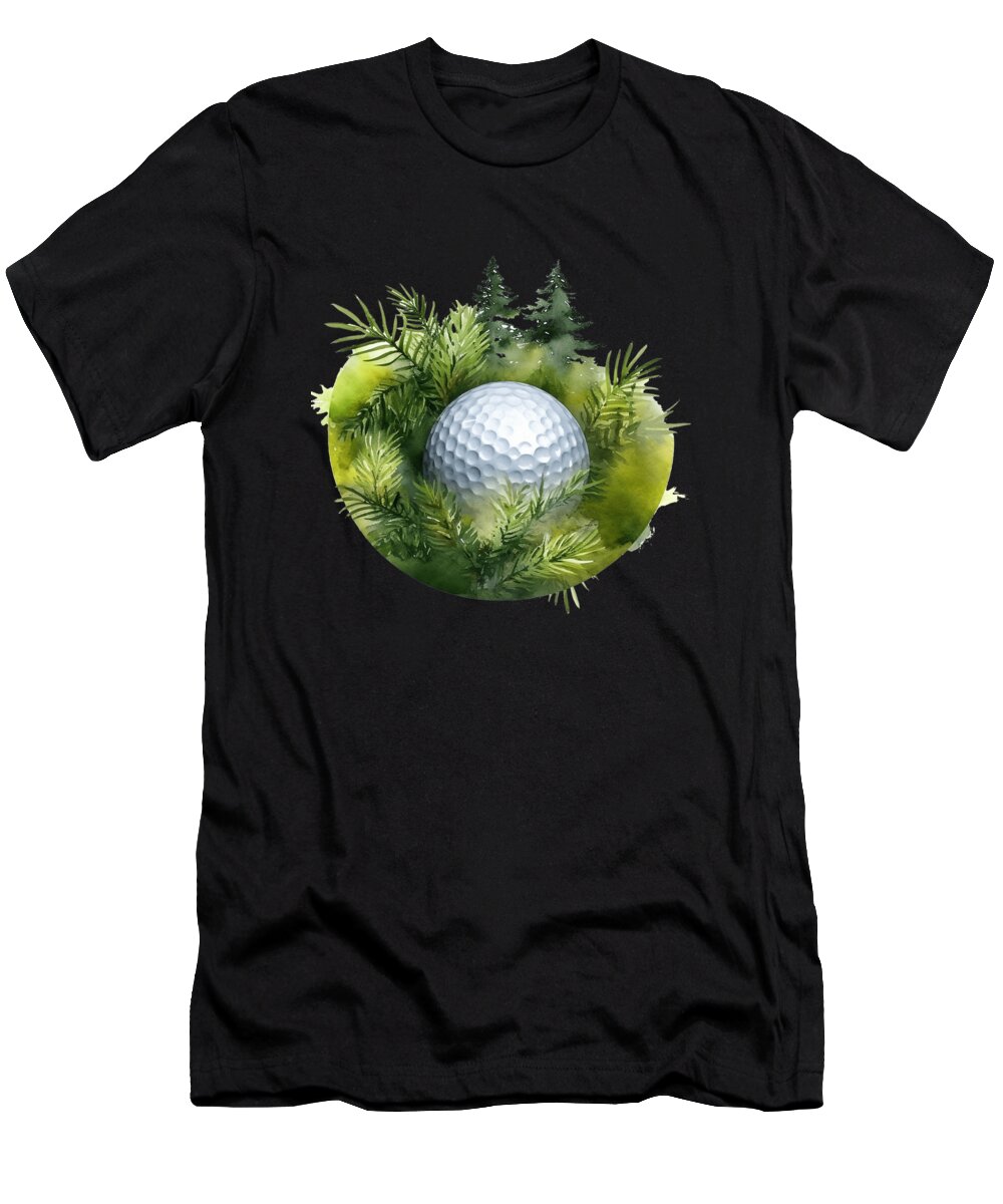 Ball T-Shirt featuring the digital art Golf Par Golfing in Tropical Jungle Leaves #1 by Heidi Joyce