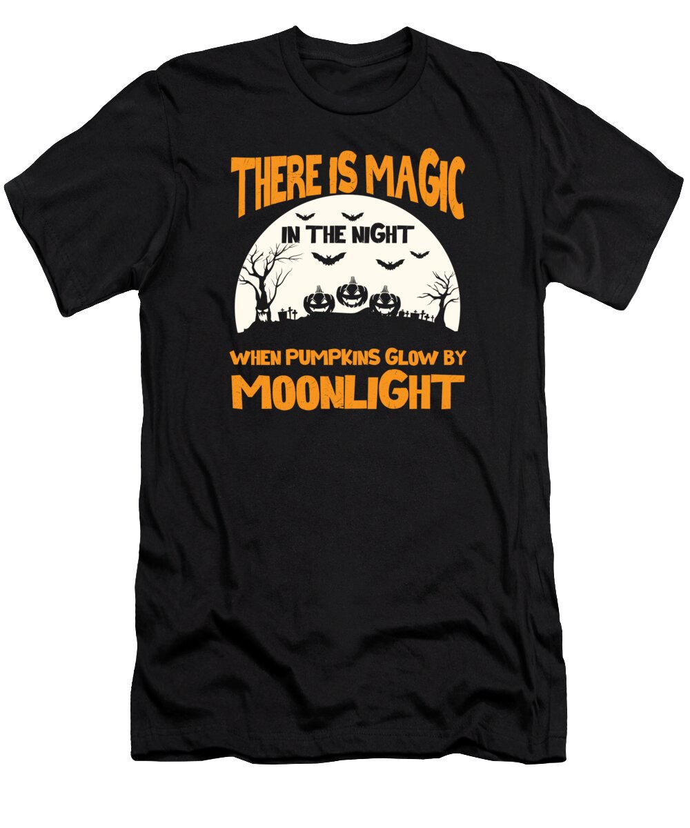 Halloween T-Shirt featuring the digital art Halloween Pumpkins Ghost Magic Horror Fans #1 by Toms Tee Store