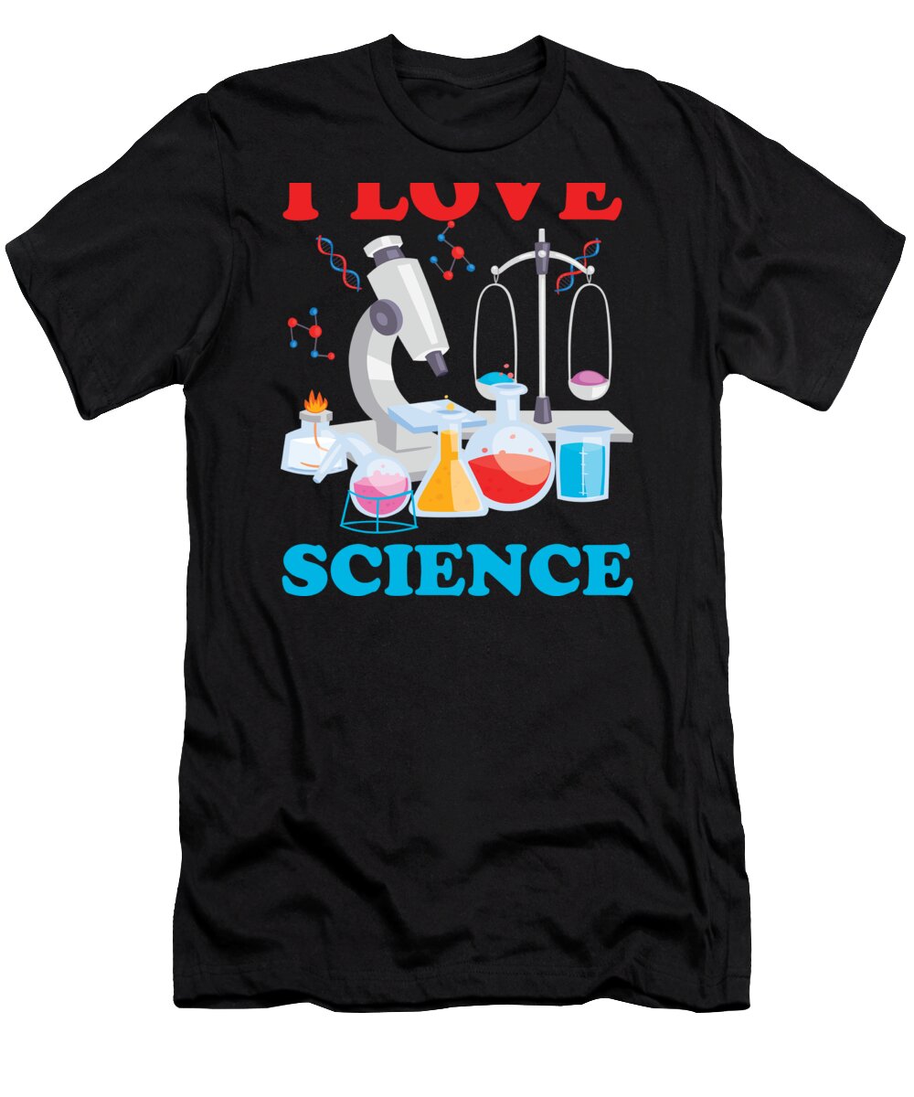 I Love Science T-Shirt featuring the digital art I Love Science Physics Chemists Atom Vintage Gift #1 by Haselshirt