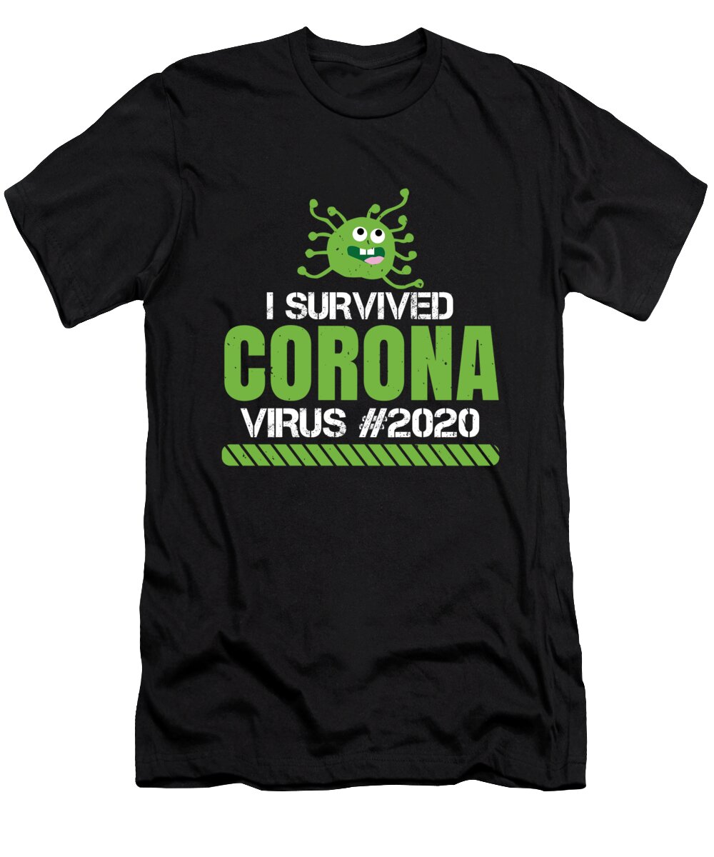 Sarcastic T-Shirt featuring the digital art I survived coronavirus 2020 by Jacob Zelazny