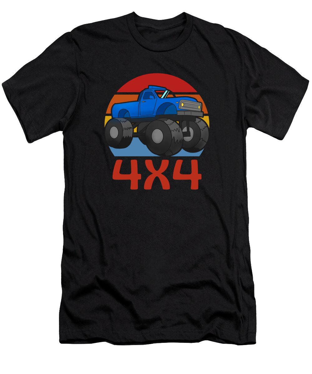 4x4 T-Shirt featuring the digital art Monster Truck Retro Vintage 4x4 #1 by OrganicFoodEmpire