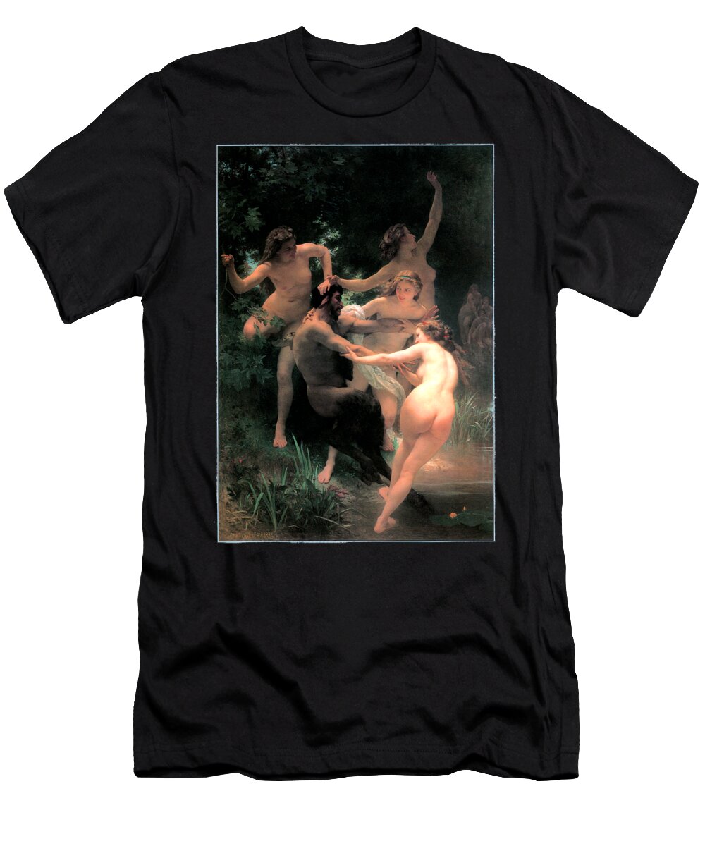 Toscano T-Shirt featuring the painting Nymphs and Satyr 1873 #1 by William Adolphe Bouguereau