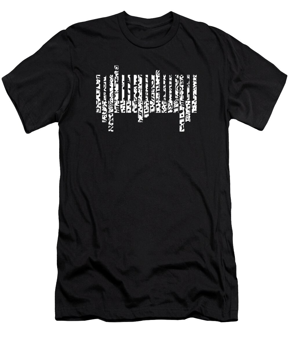 Piano T-Shirt featuring the digital art Pianist Musician Piano Musical Instrument Notes #1 by Toms Tee Store