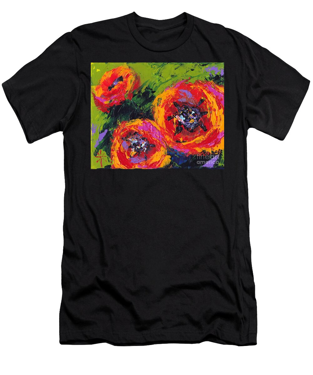 Garden T-Shirt featuring the painting Poppy High #2 by Jodie Marie Anne Richardson Traugott     aka jm-ART