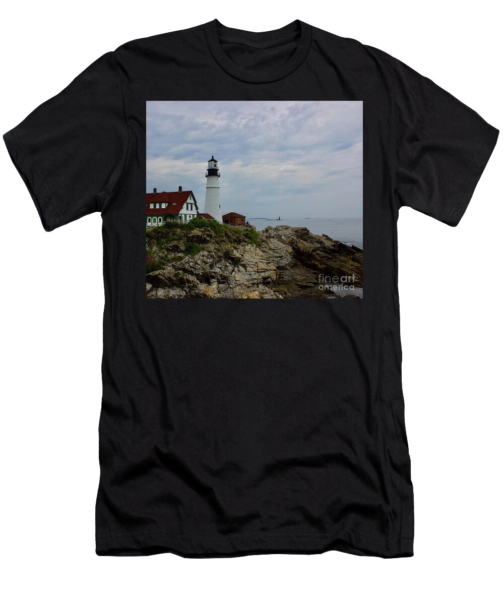  T-Shirt featuring the pyrography Portland Lighthouse #1 by Annamaria Frost