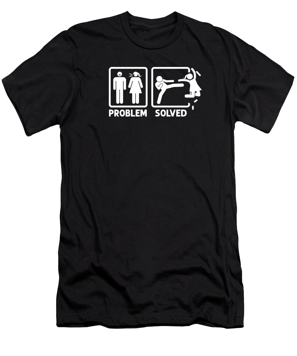 Problem T-Shirt featuring the digital art Problem Stick Figure Couple Relationship Lovers Sign #1 by Toms Tee Store