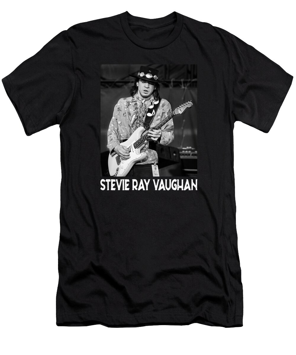 Stevie Ray Vaughan T-Shirt featuring the digital art Retro Style Stevie Ray Vaughan #1 by Notorious Artist