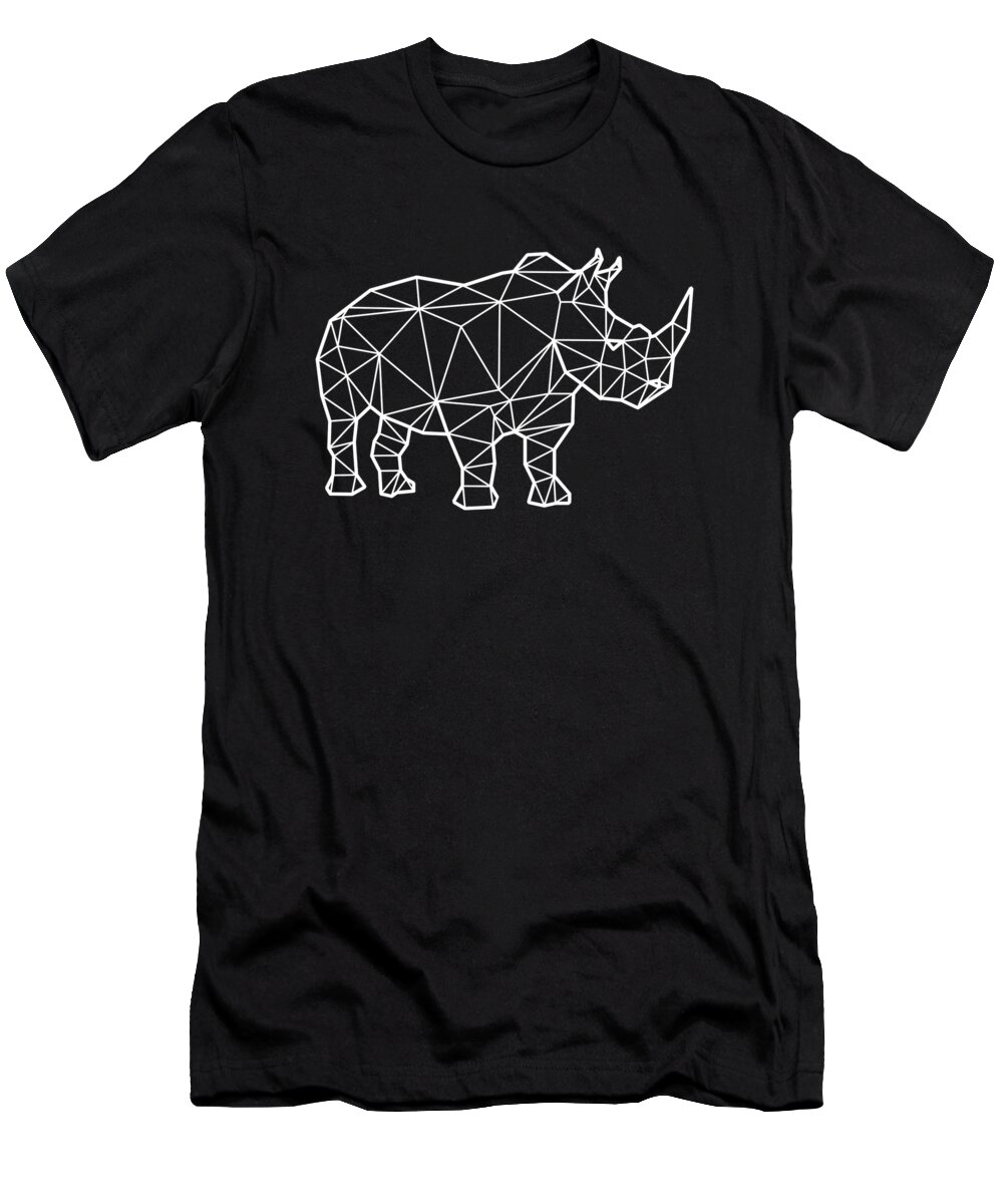 Rhinoceros Polygon T-Shirt featuring the digital art Rhinoceros Polygon #1 by Manuel Schmucker