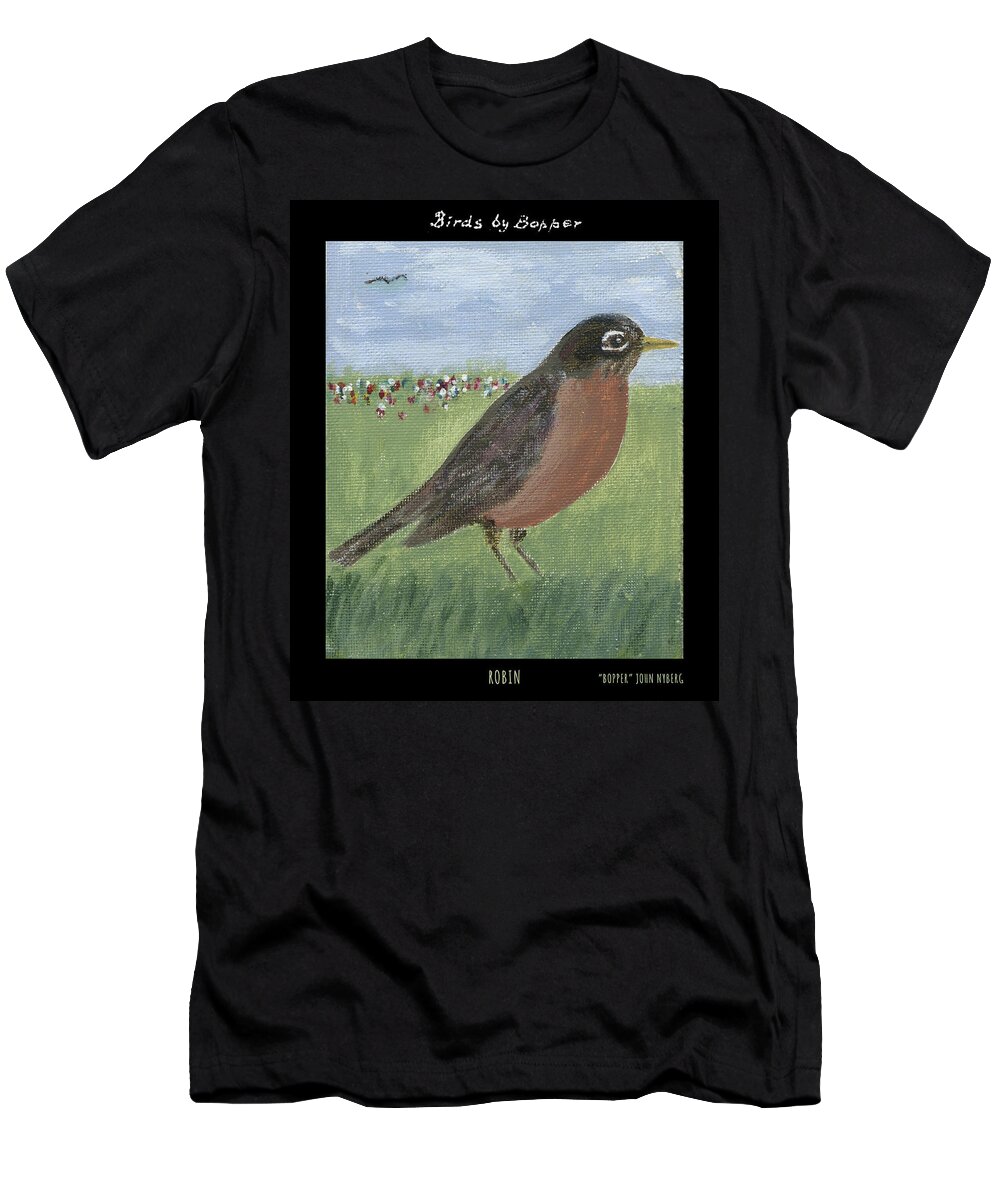 Bird T-Shirt featuring the painting Robin by Tim Nyberg