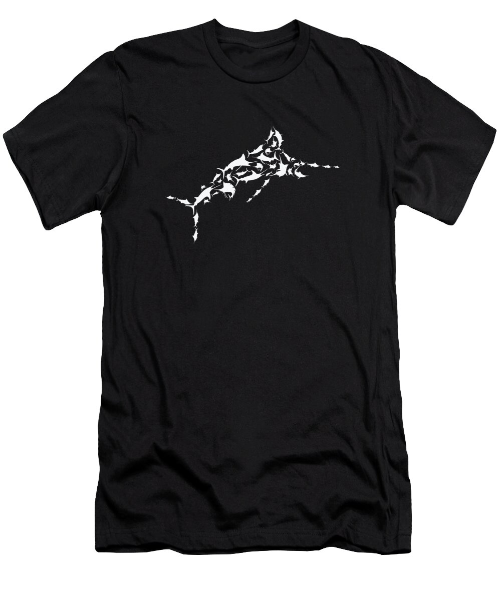 Sailfish T-Shirt featuring the digital art Sailfish Fishing Sailfishes Silhouette #1 by Toms Tee Store