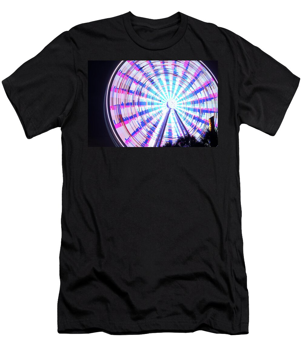 Skywheel T-Shirt featuring the photograph Skywheel at Myrtle Beach #1 by Dave Guy