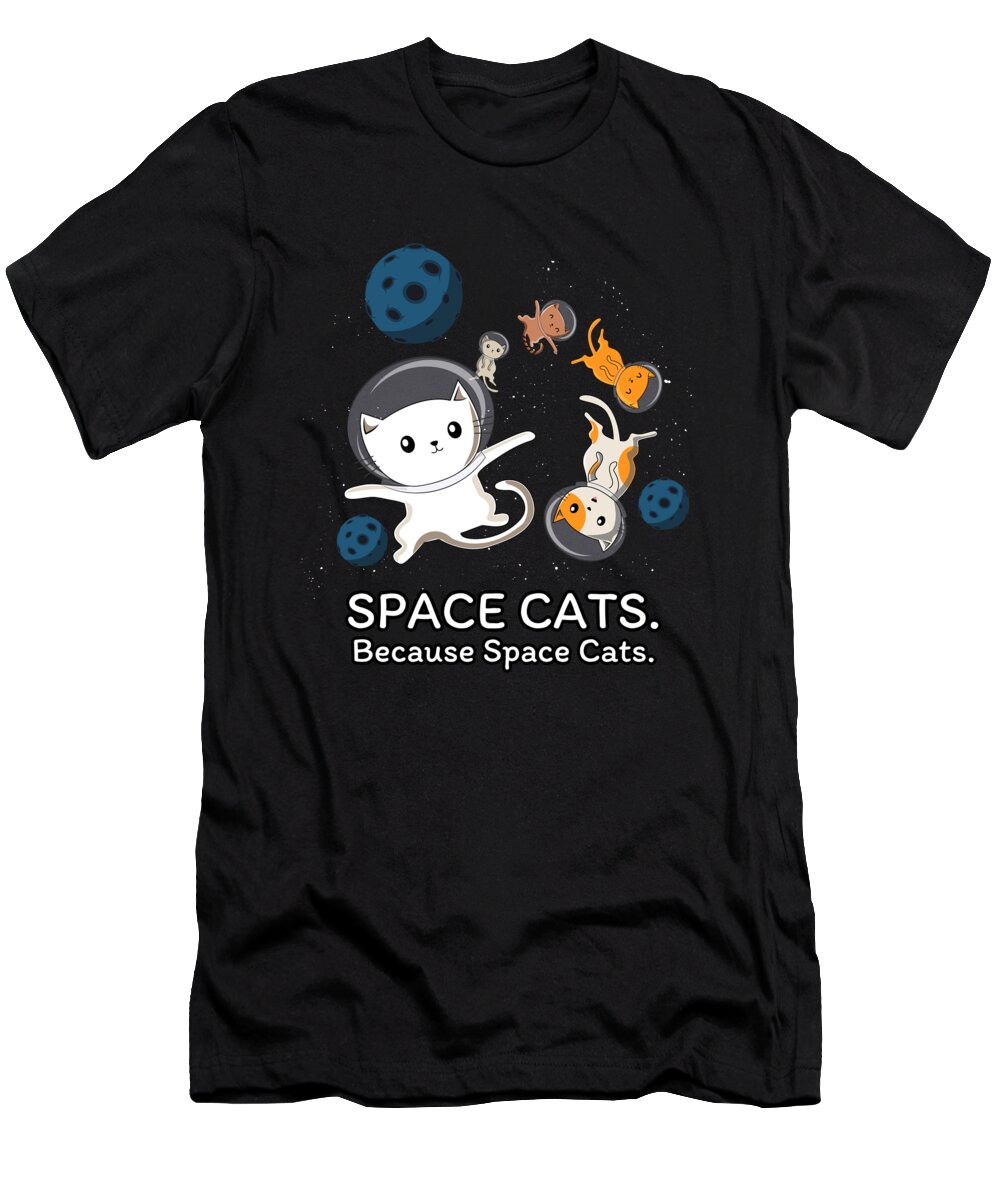 Cats T-Shirt featuring the digital art Space Cats Spaceship Galaxy Satellite Kitten #1 by Mister Tee