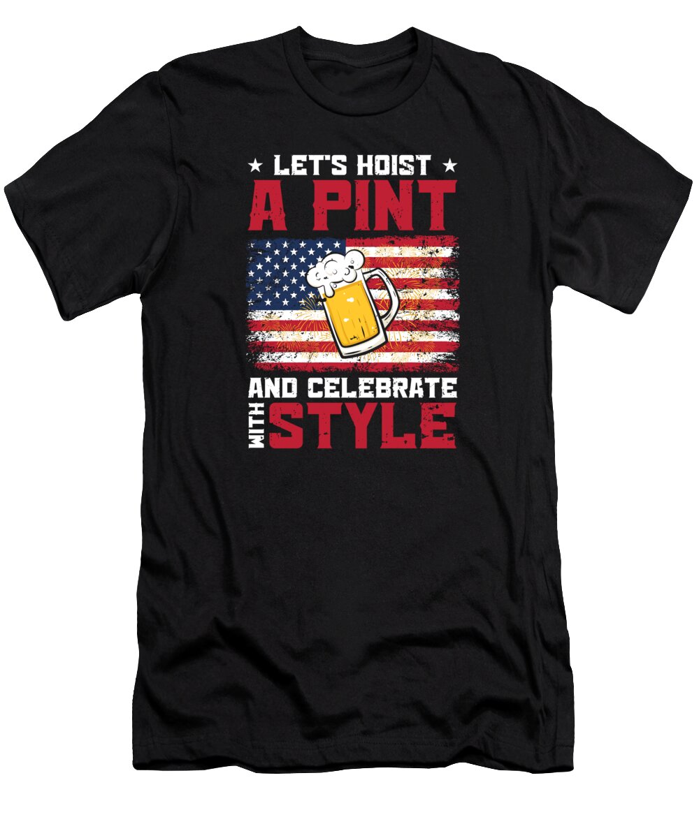 Usa T-Shirt featuring the digital art USA Independence Beer Drinking Freedom #1 by Toms Tee Store