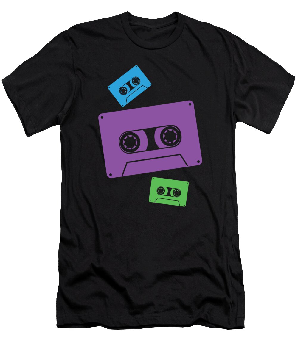 Abstract T-Shirt featuring the digital art Abstract Retro Vintage Cassettes #10 by CalNyto