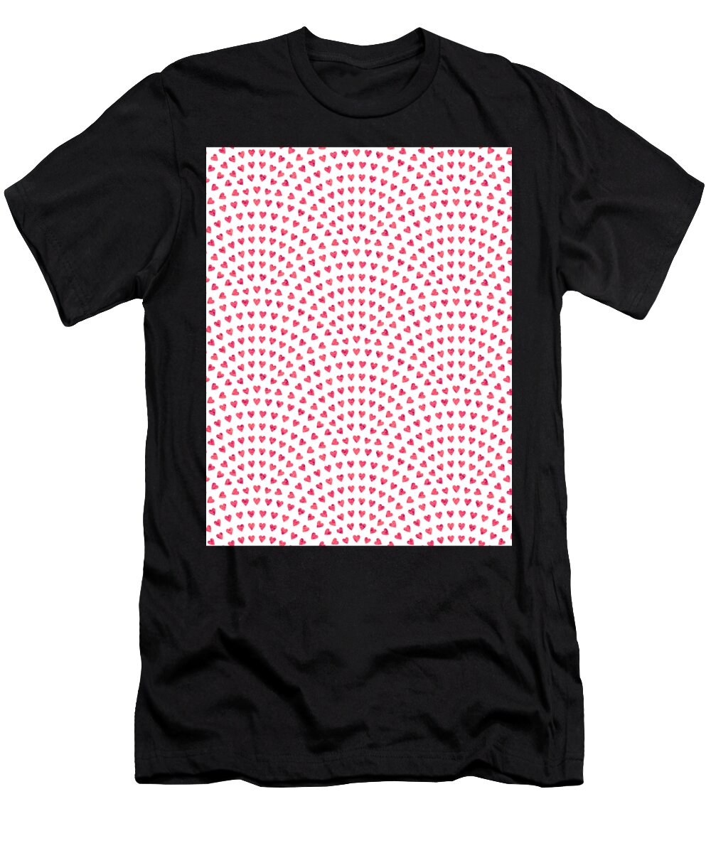 Valentines Day T-Shirt featuring the digital art Valentines Day Pattern Love Heart Relationship #10 by Mister Tee
