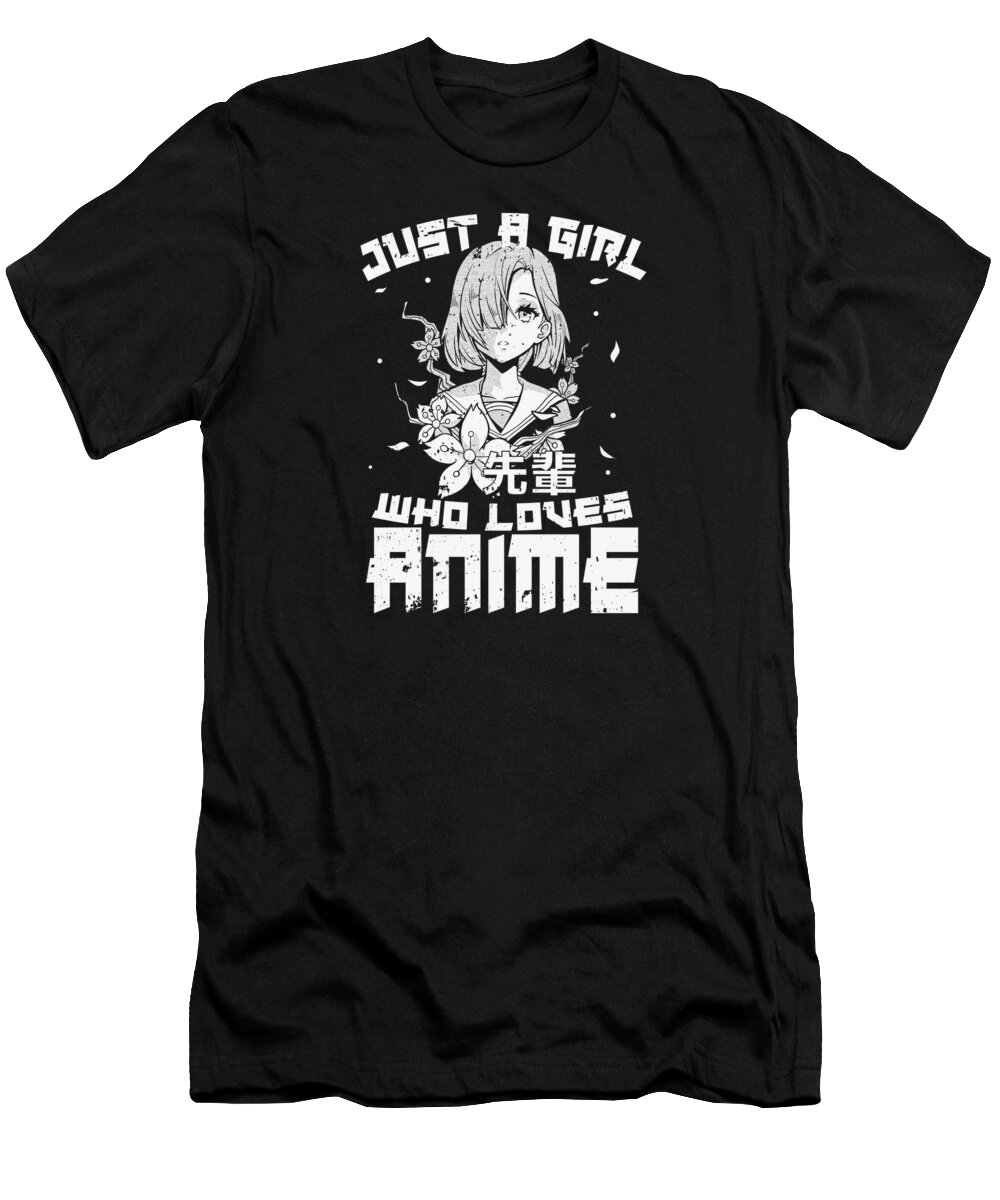 Just A Girl T-Shirt featuring the digital art Just a Girl Who Loves Anime Kawaii Hentai Otaku #11 by Toms Tee Store