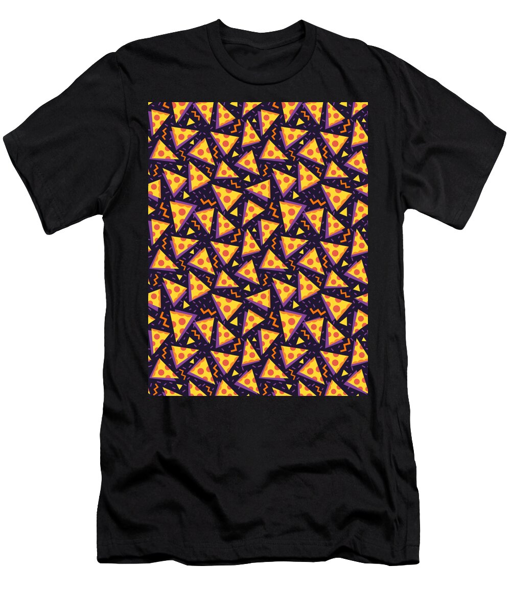 Slices T-Shirt featuring the digital art Pizza Pattern Fast Food Cheese Italian #11 by Mister Tee
