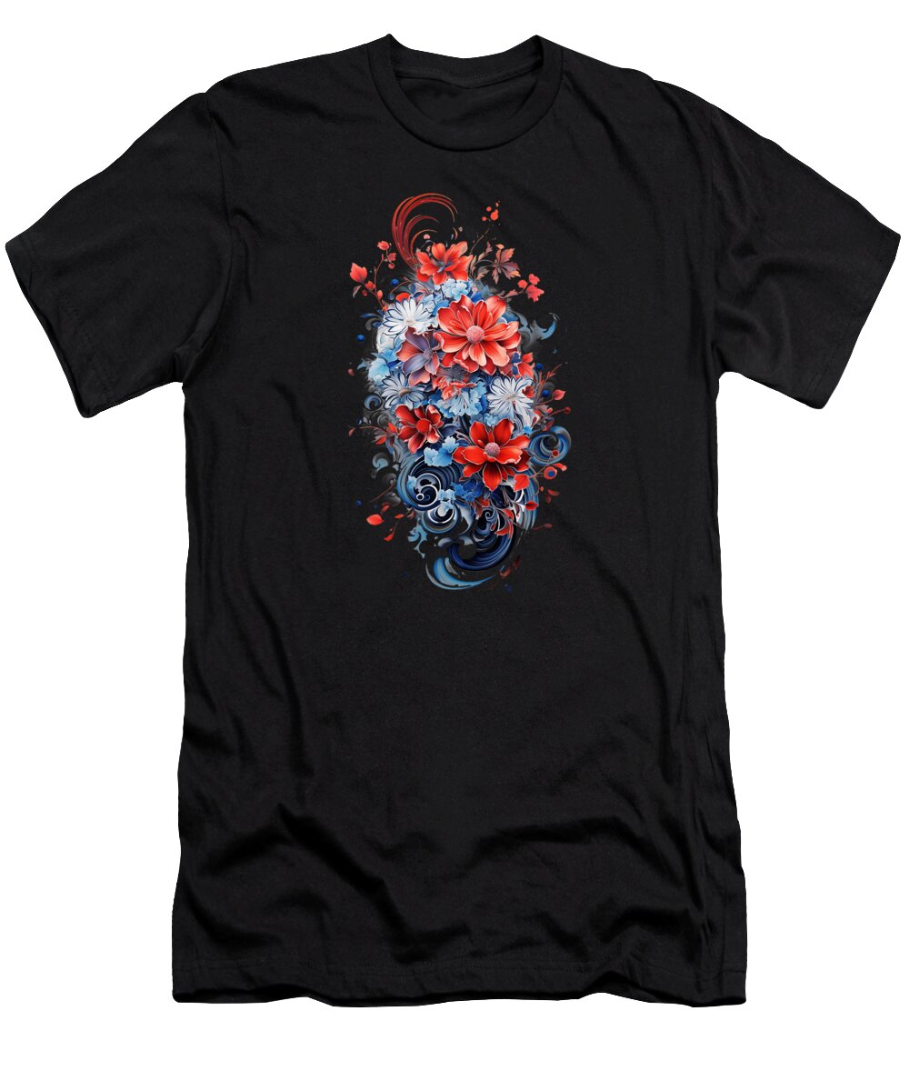 Japanese T-Shirt featuring the mixed media Beautiful Japanese Tattoo style artwork #12 by World Art Collective