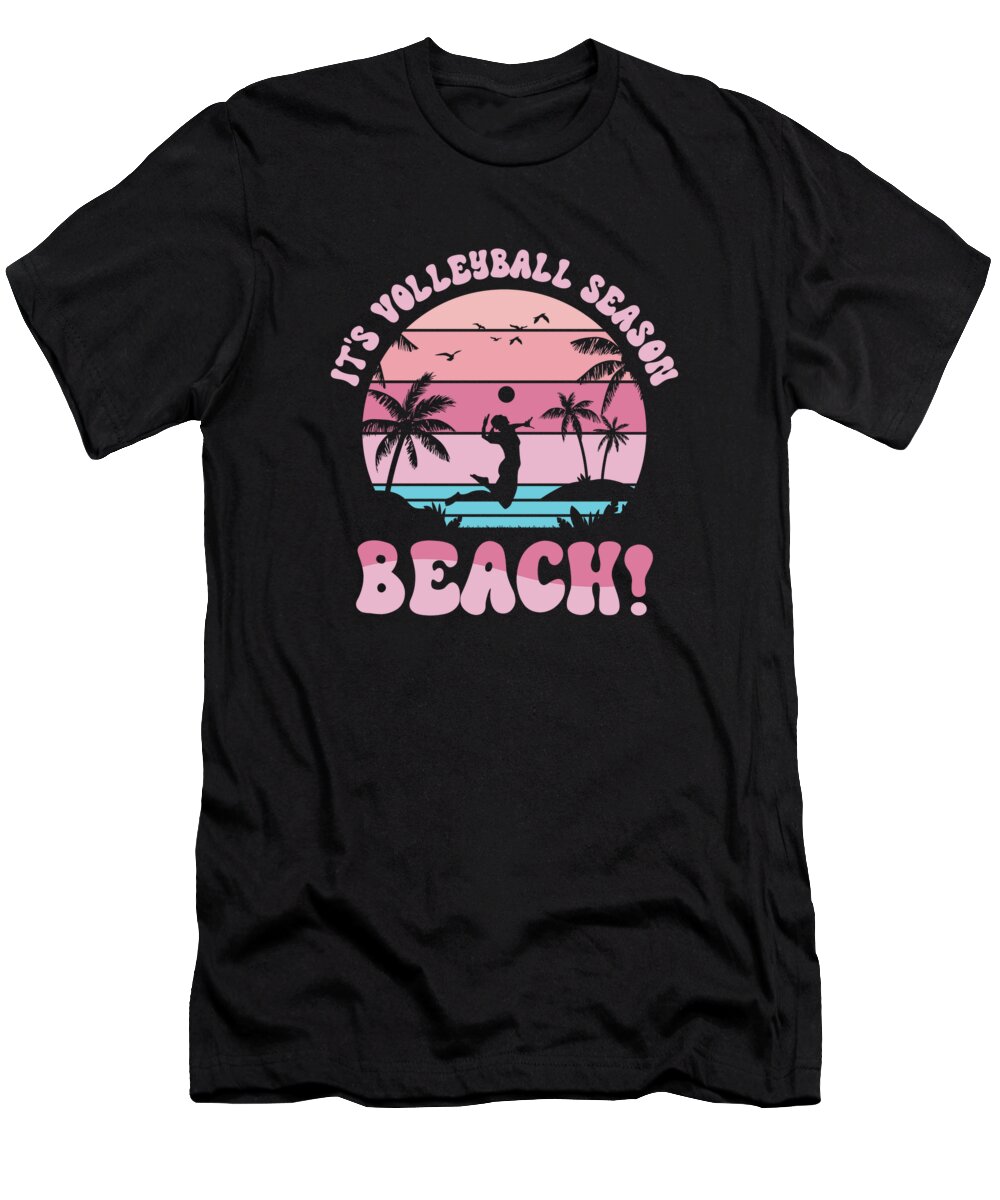 Volleyball T-Shirt featuring the digital art Volleyball Tropical Summer Sport Volleyball Players #12 by Toms Tee Store