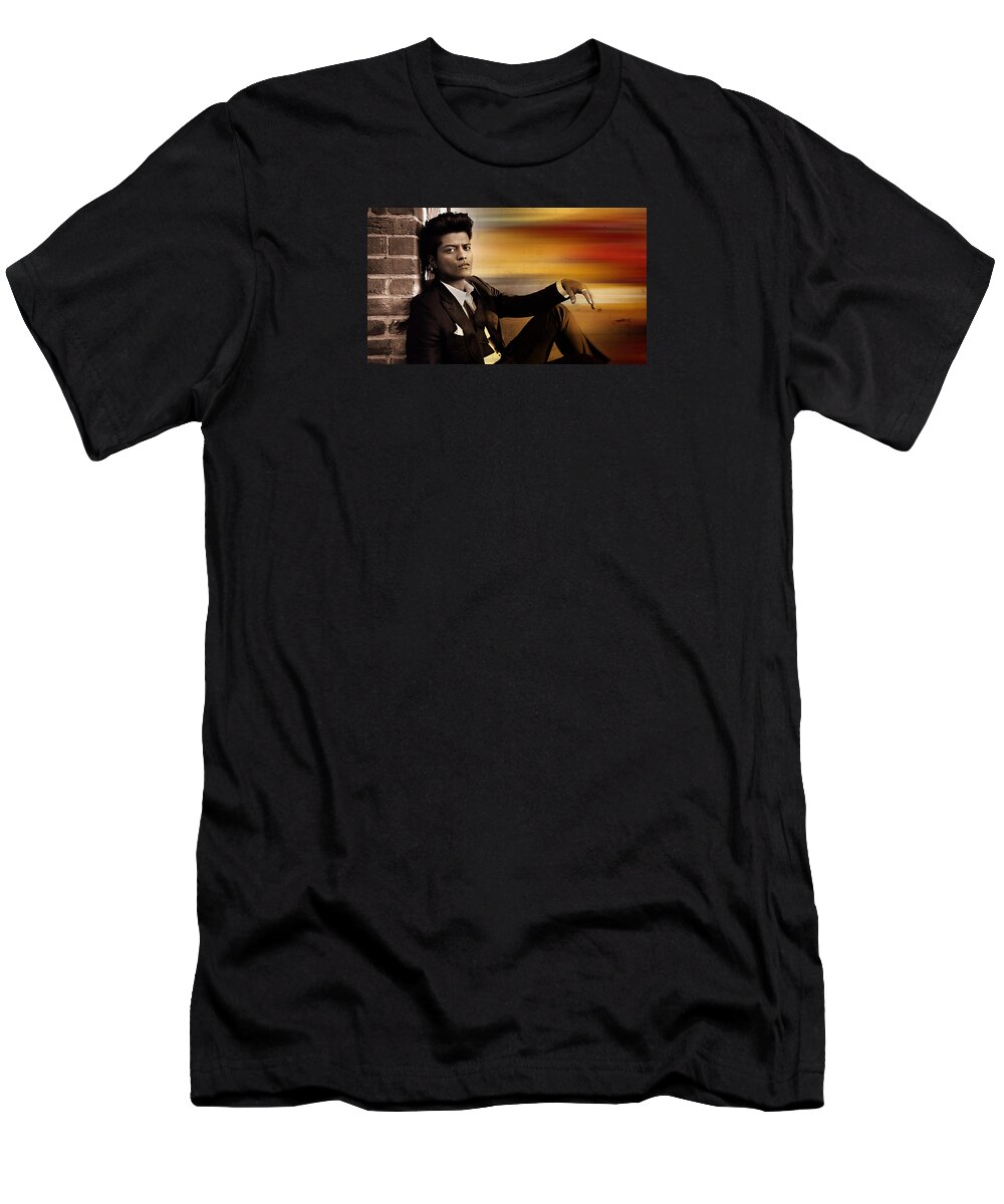 Bruno Mars Digital Art Mixed Media T-Shirt featuring the mixed media Bruno Mars #13 by Marvin Blaine