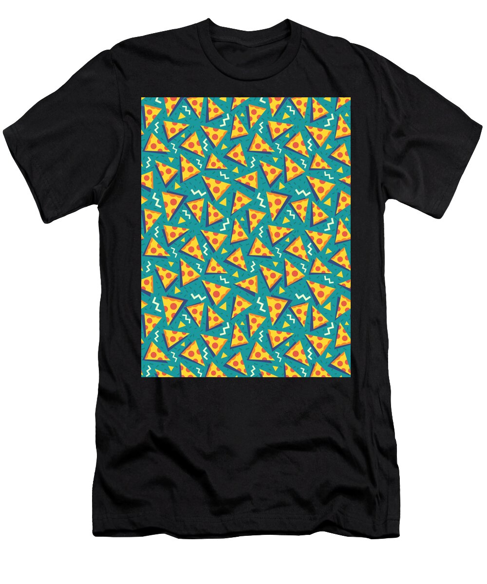 Slices T-Shirt featuring the digital art Pizza Pattern Fast Food Cheese Italian #13 by Mister Tee