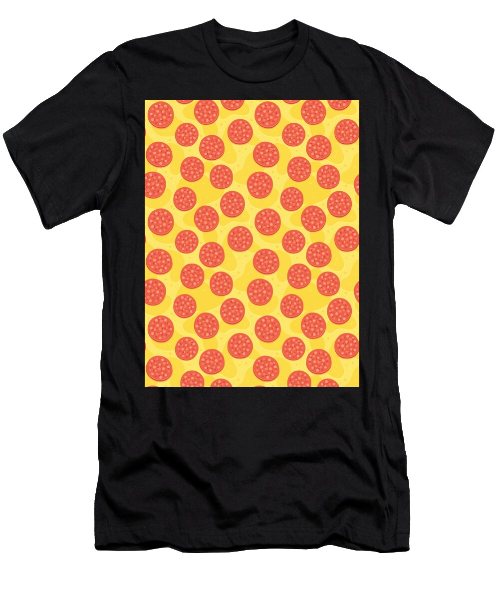 Slices T-Shirt featuring the digital art Pizza Pattern Fast Food Cheese Italian #14 by Mister Tee
