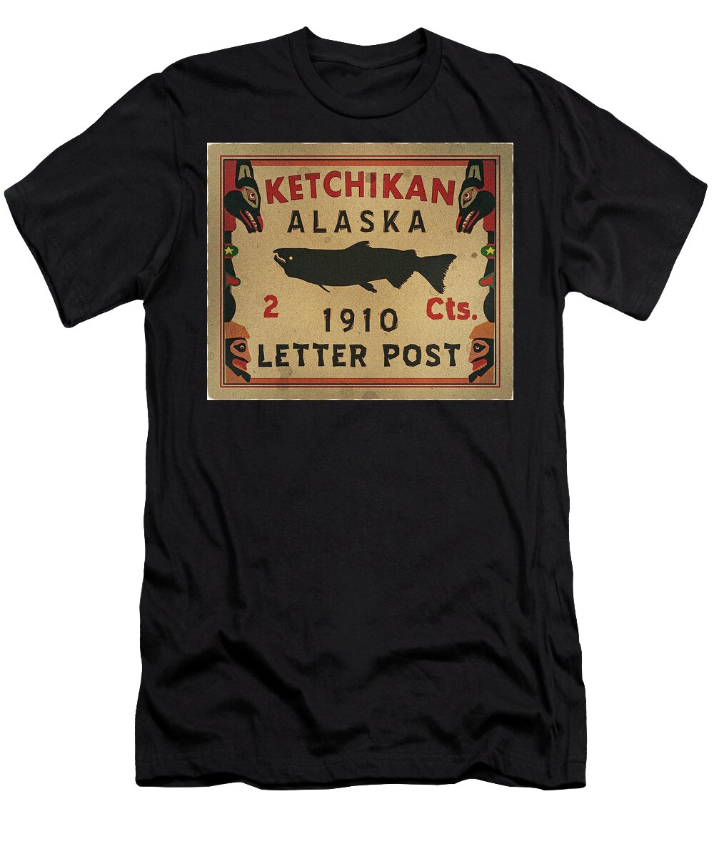 Cinderellas T-Shirt featuring the digital art 1910 Ketchikan Alaska 2cts.Letter Post - Original Edition by Fred Larucci
