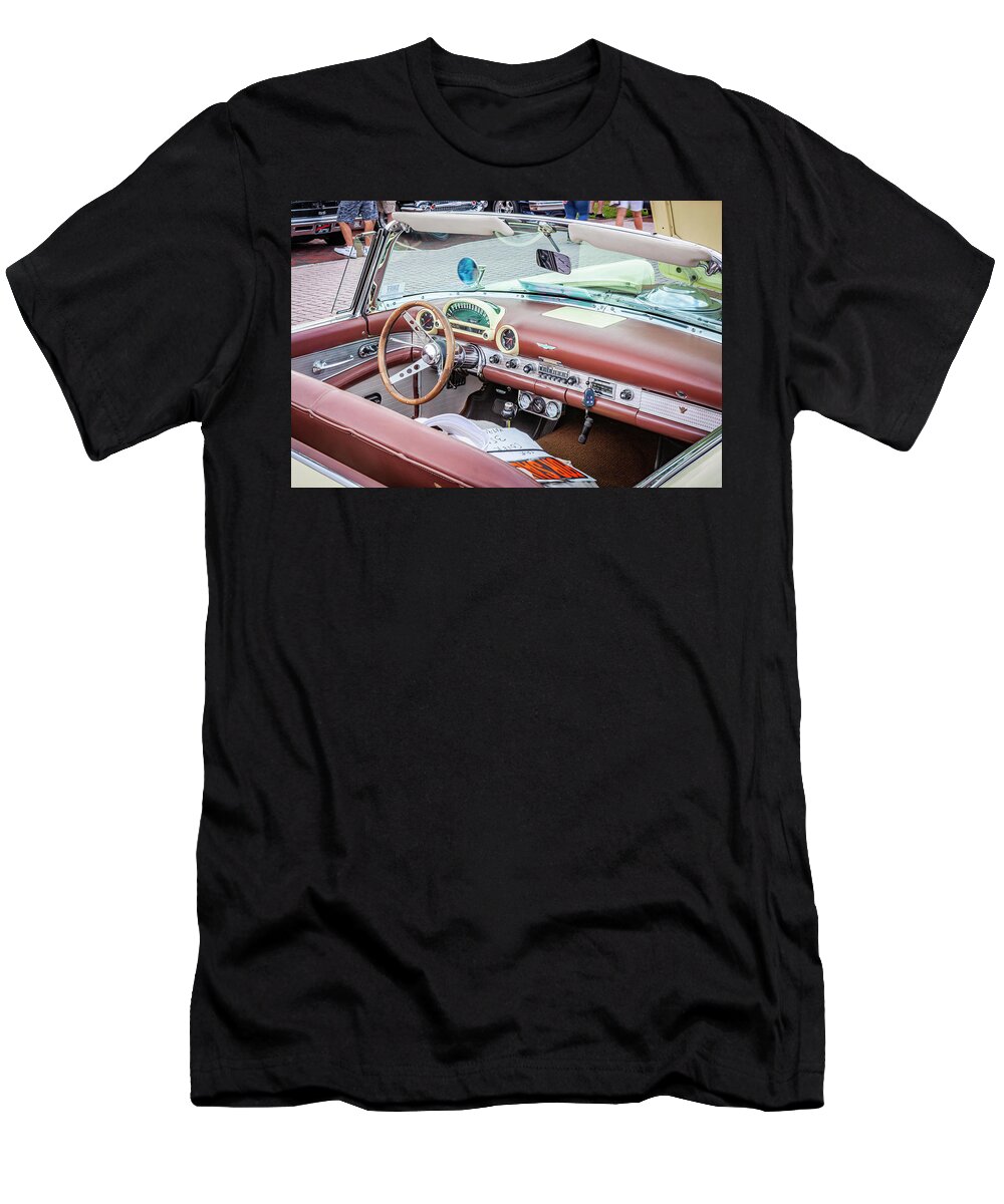 1956 Yellow Thunderbird Convertible T-Shirt featuring the photograph 1956 Yellow Ford Thunderbird X123 by Rich Franco