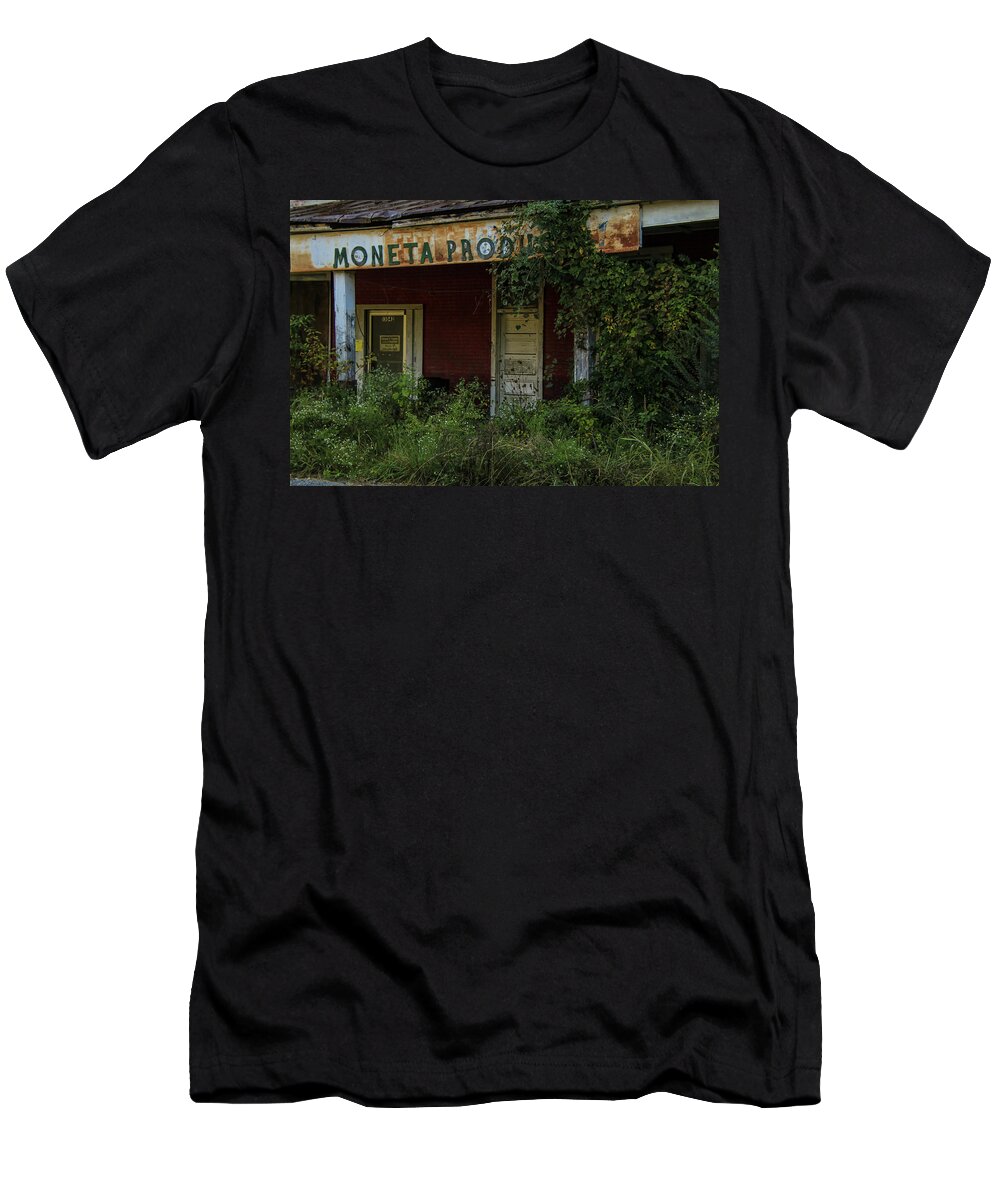 Abandoned Building T-Shirt featuring the photograph Closed to Business #1 by Deb Beausoleil