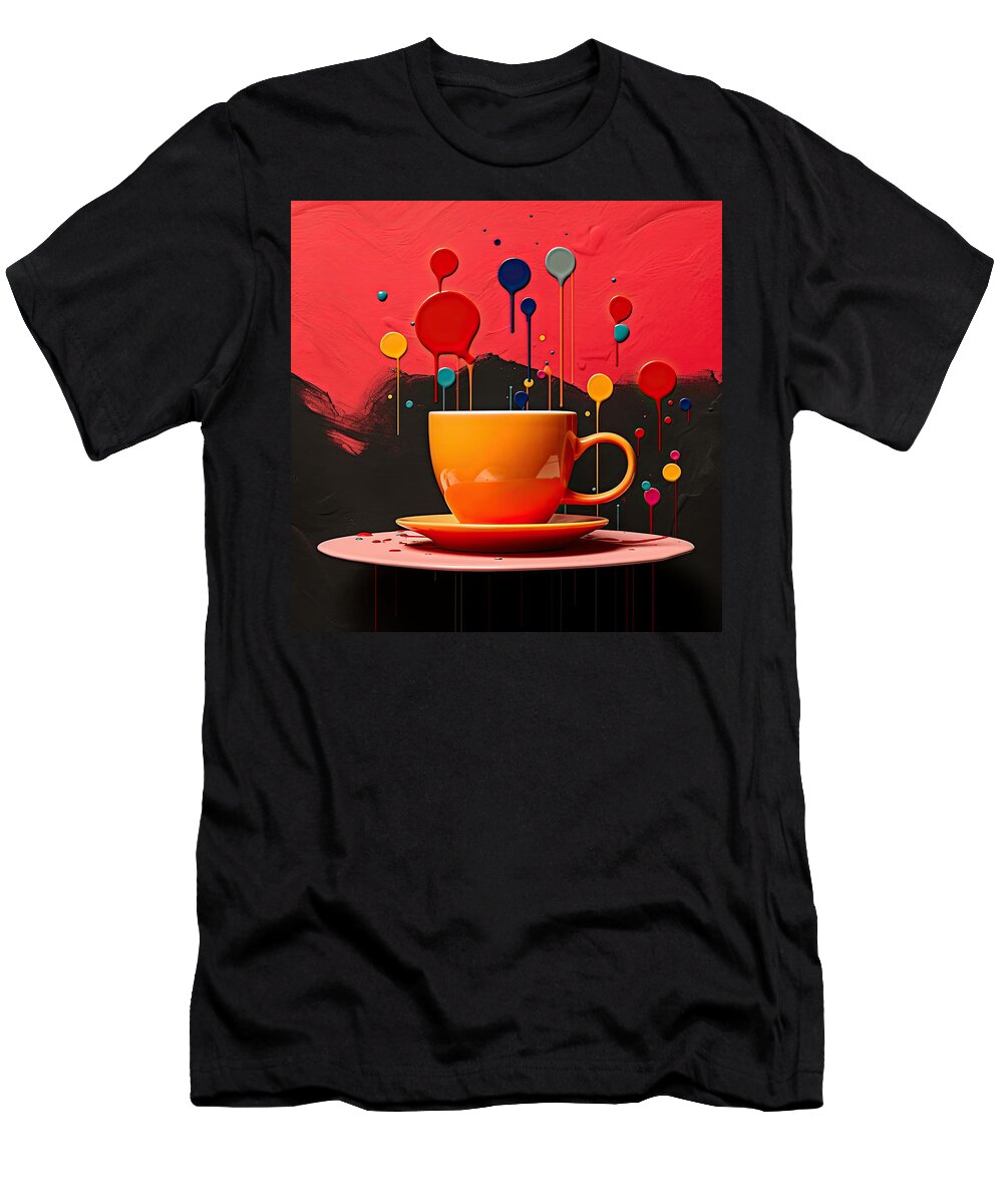 Red Cup T-Shirt featuring the digital art Coffee Passion #2 by Lourry Legarde