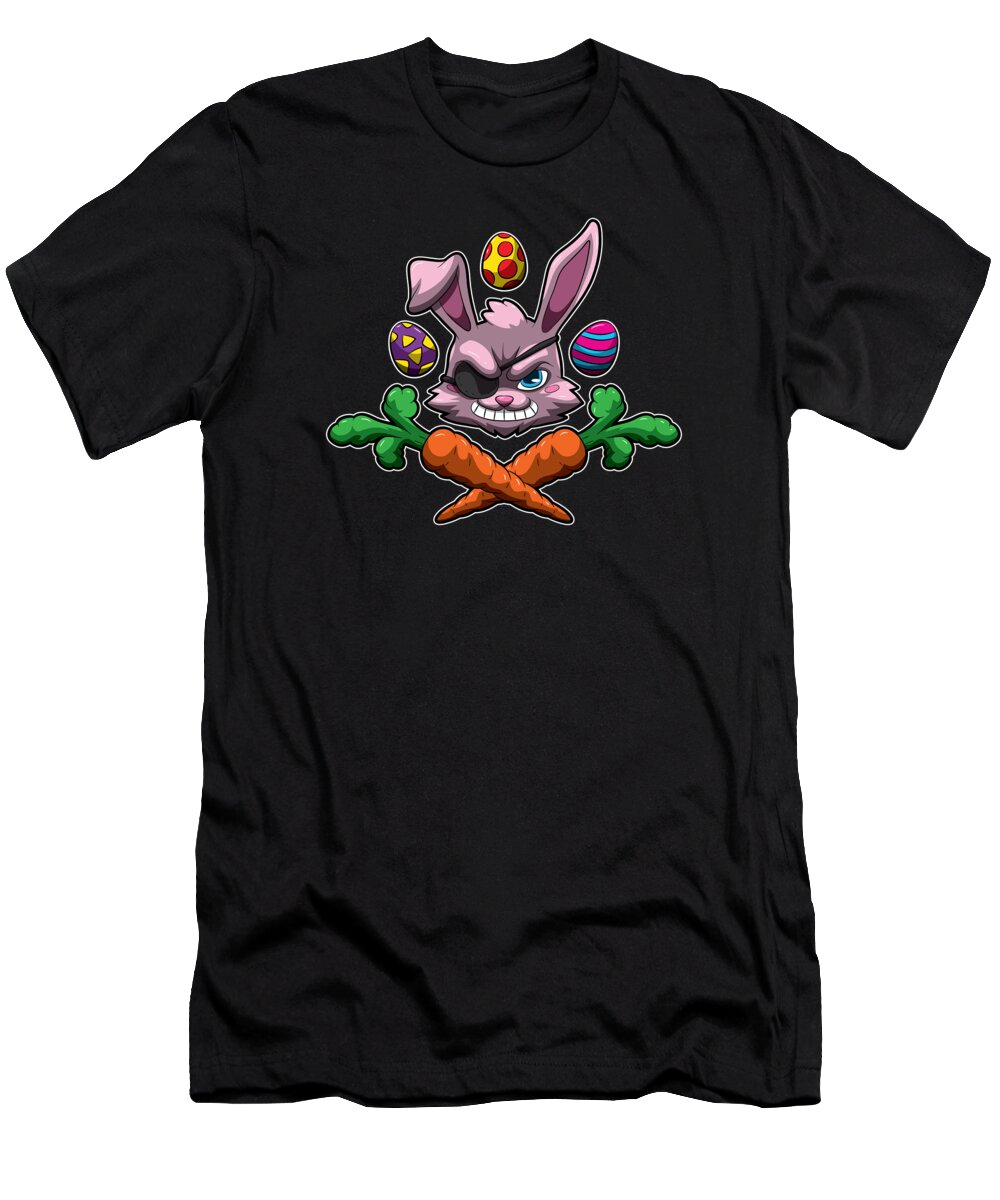 Easter Bunny T-Shirt featuring the digital art Easter Bunny Pirate Buccaneer Under Rabbit Flag #2 by Mister Tee