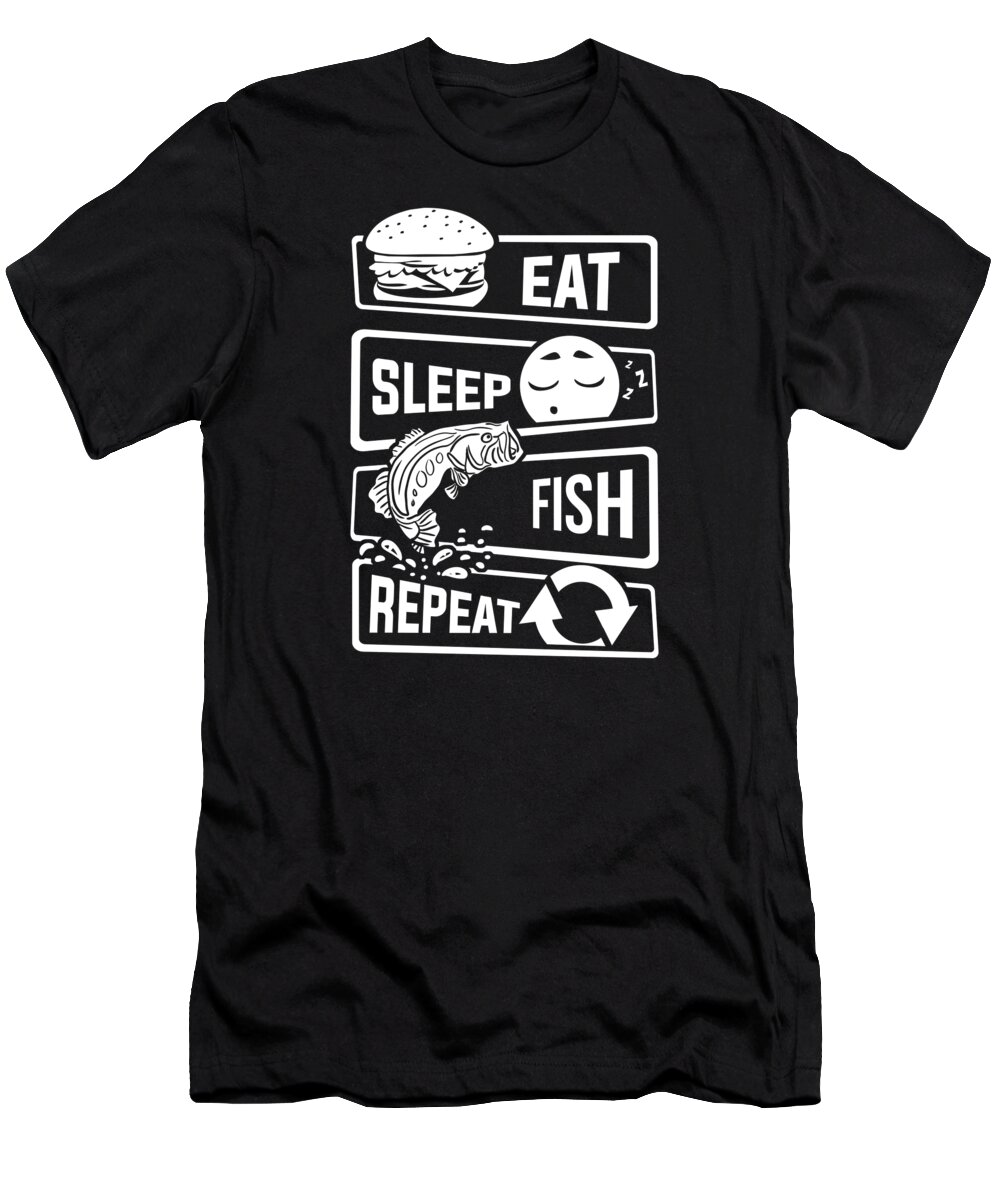 River T-Shirt featuring the digital art Eat Sleep Fish Repeat Fishing Fisherman #2 by Mister Tee