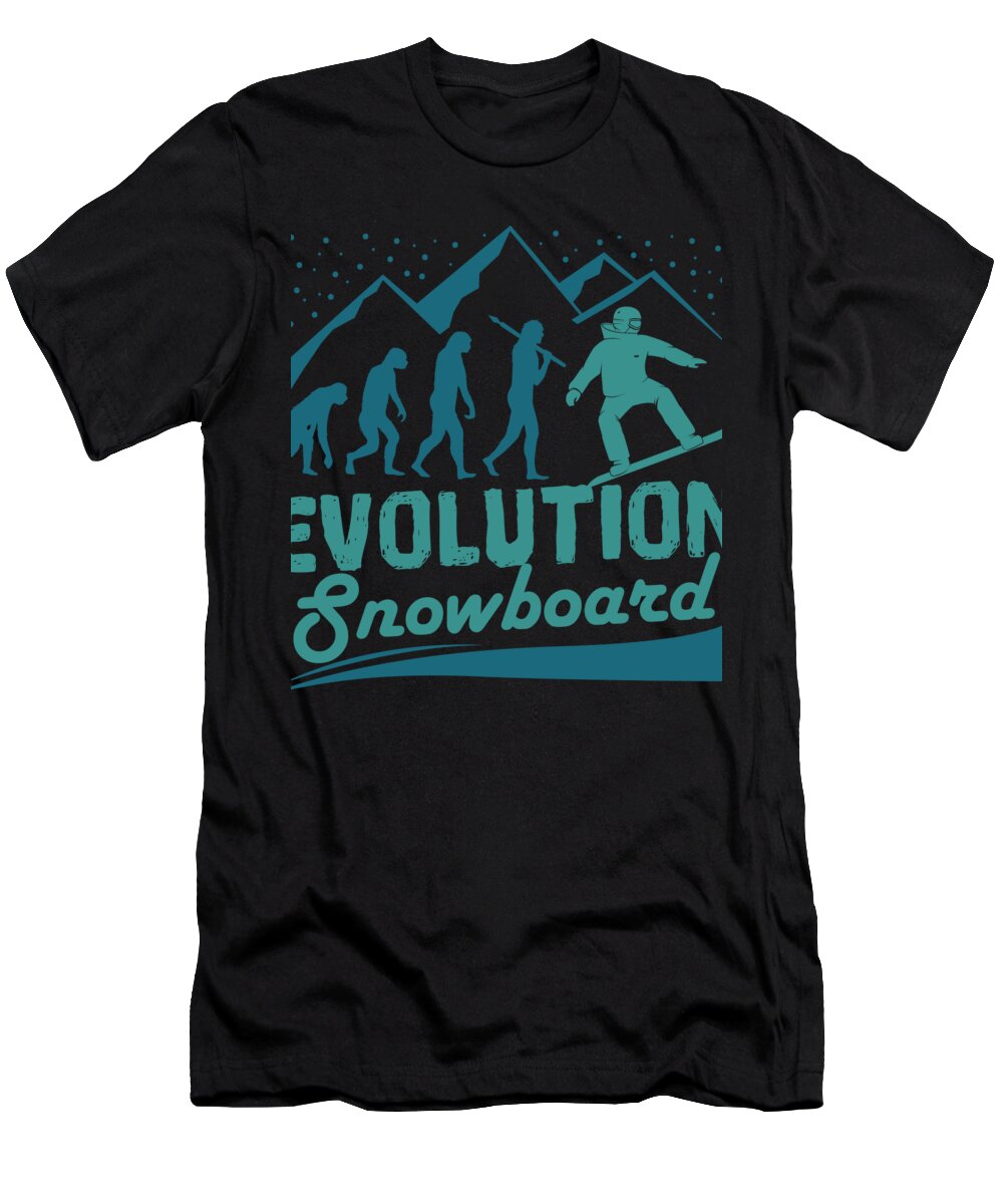 Mountain T-Shirt featuring the digital art Evolution Snowboard #2 by Mister Tee