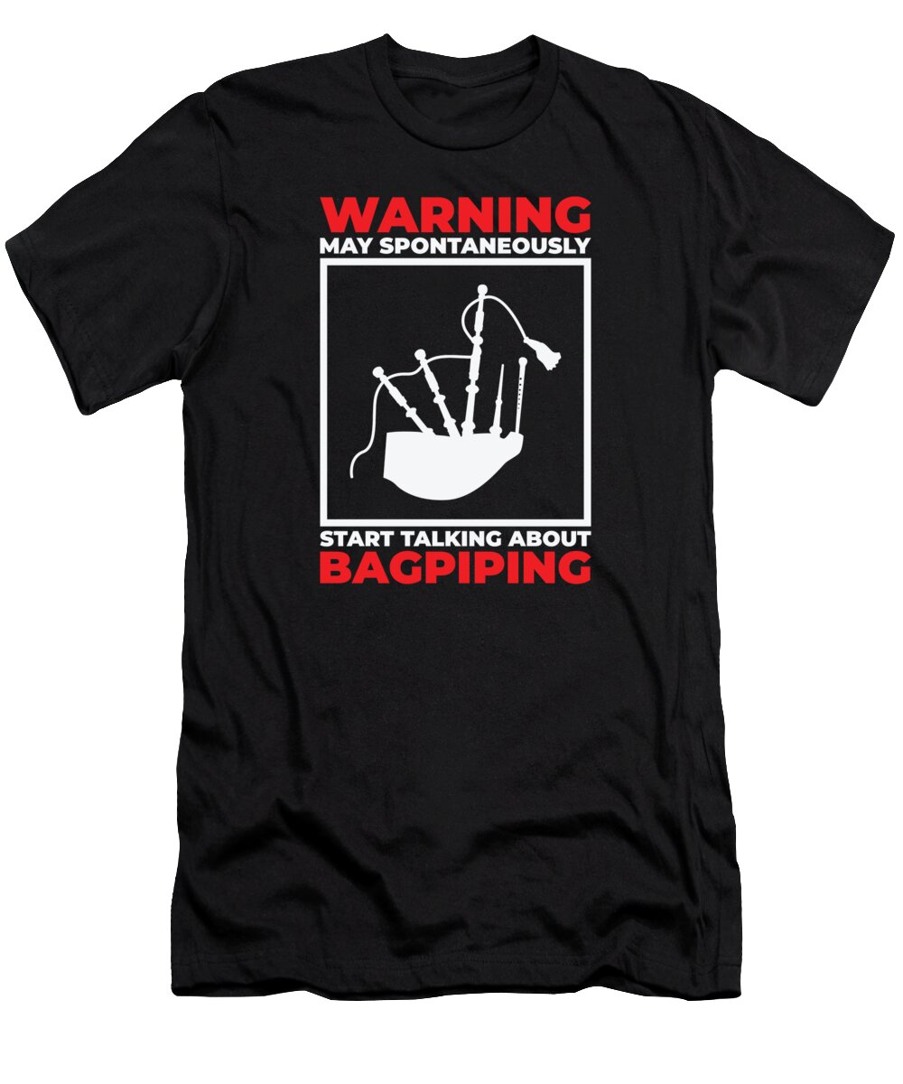 Bagpiper T-Shirt featuring the digital art Funny Bagpiper Bagpiping Scotsman Musician #2 by Toms Tee Store
