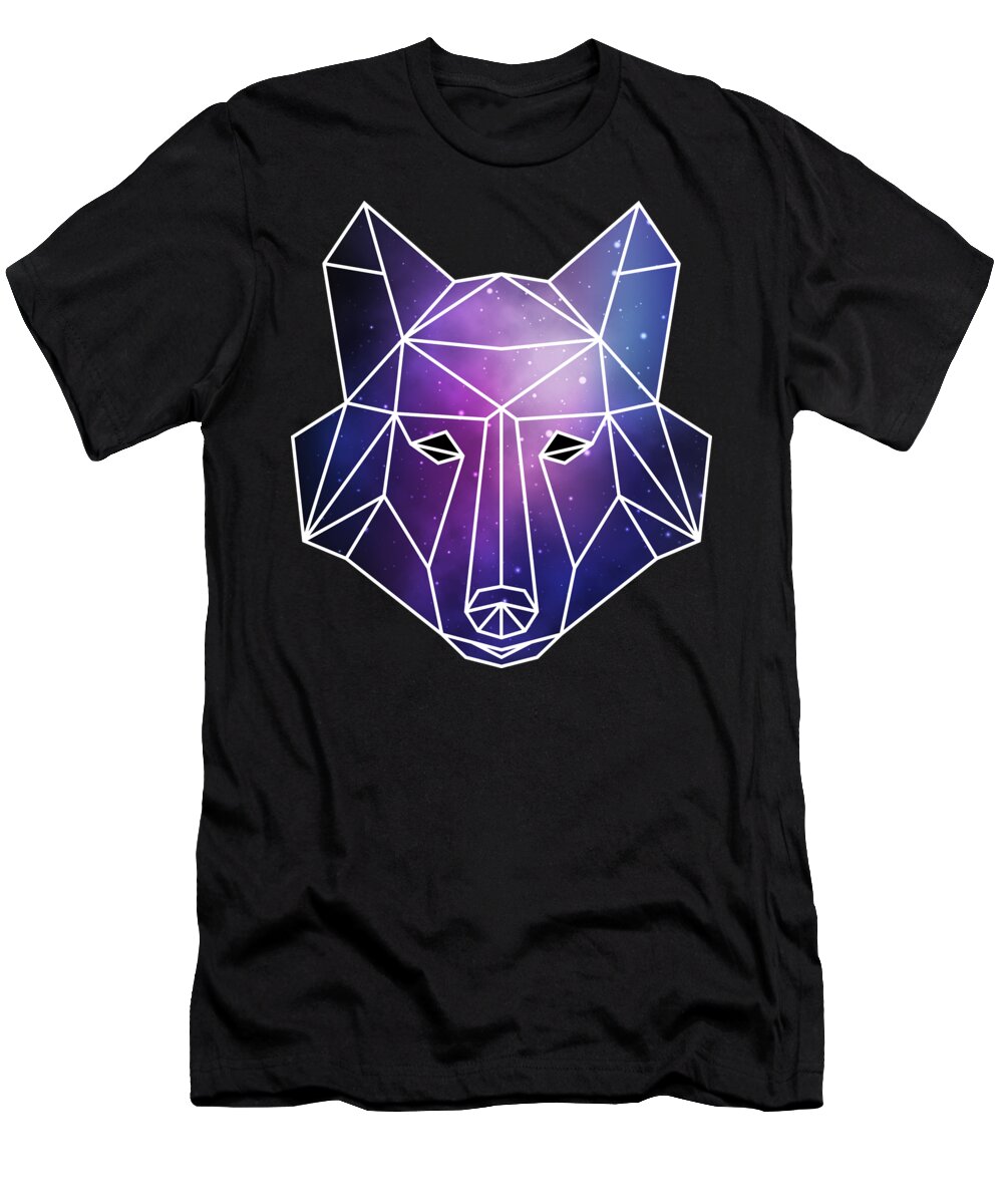 Dog T-Shirt featuring the digital art Geometric Wolf Low Poly Galaxy Wolf Pack #2 by Mister Tee