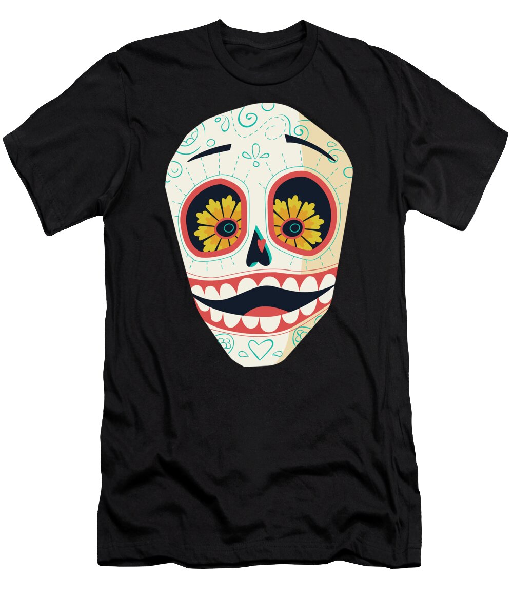 Halloween T-Shirt featuring the digital art Halloween Floral Mexican Sugar Skull by Jacob Zelazny